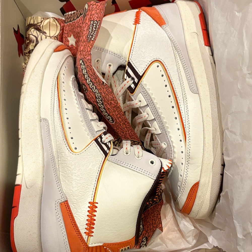 Jordan White and Orange High-Tops